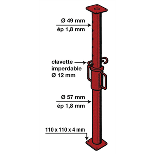 LOCATION - Etai de maçon métallique de 1.6 à 2.9 m Altrad